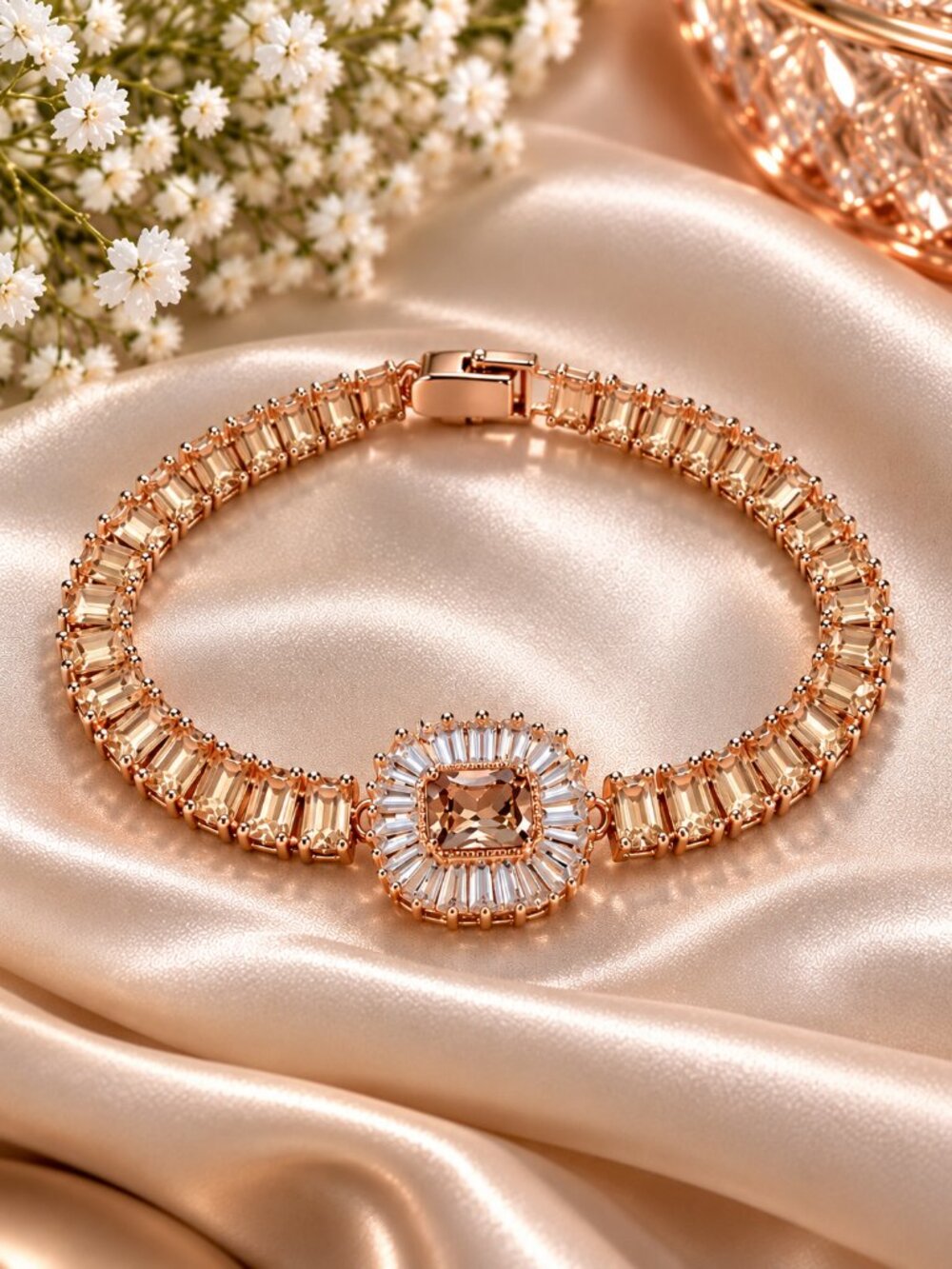 Elegant 6.5 to 7 inch rose-gold tone bracelet